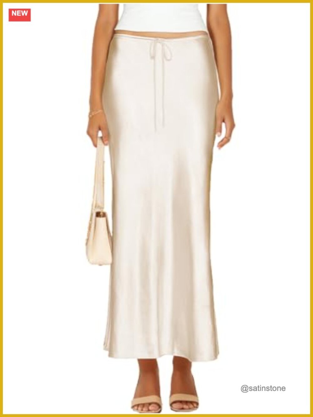 Satin Silk Maxi Skirt Drawstring A-Line Long Flowy